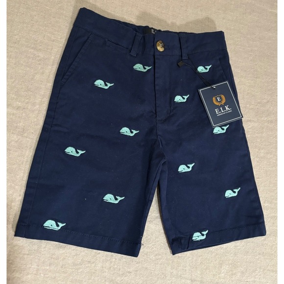 E.L.K. American Classic Other - Boys Navy Blue Whale Embroidered Chino Shorts ELK American Classic Size 5